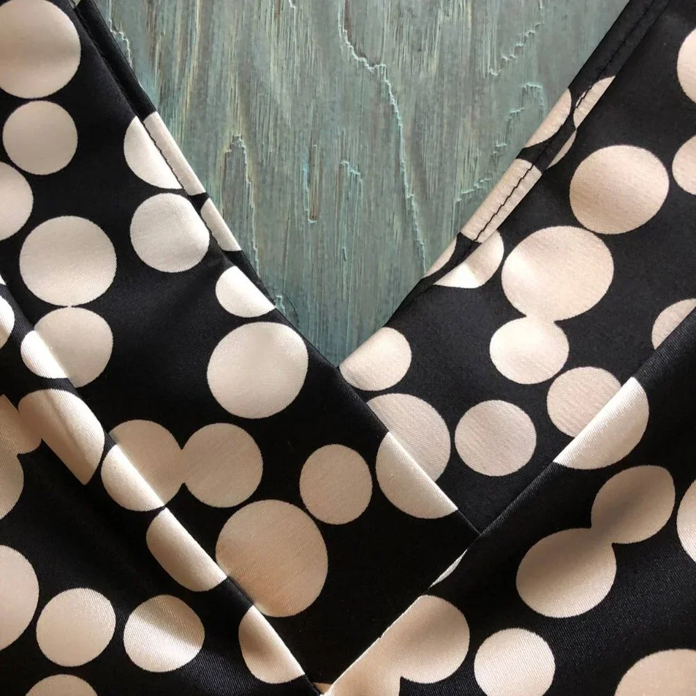 Maggy London Satin Polka Dot MIDI Dress Black and White Size 8 - Picture 5 of 16